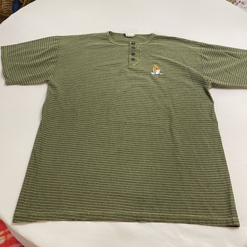 Copa Banana Y2K Green Stripe VTG Single Stitch Coffee T-Shirt Size XL